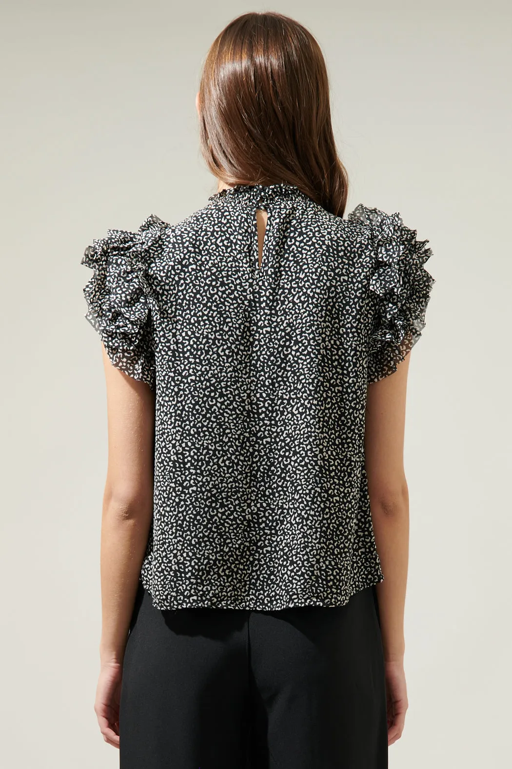 Louise Leopard Brenna Mock Neck Ruffle Blouse sold by Sugarlips product image thumbnail 2