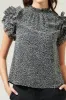 Louise Leopard Brenna Mock Neck Ruffle Blouse sold by Sugarlips
