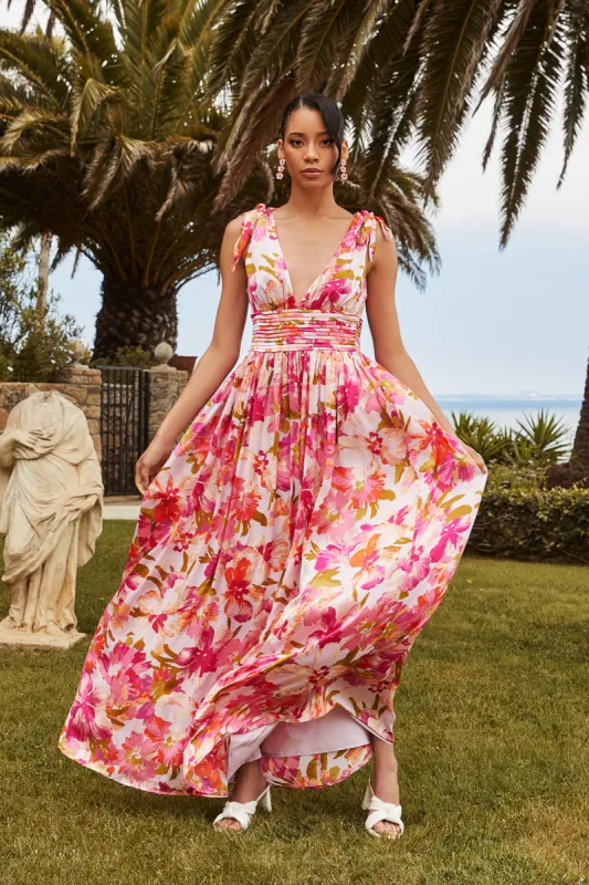 Abigal Floral Descanso Pleated Maxi Dress sold by Sugarlips