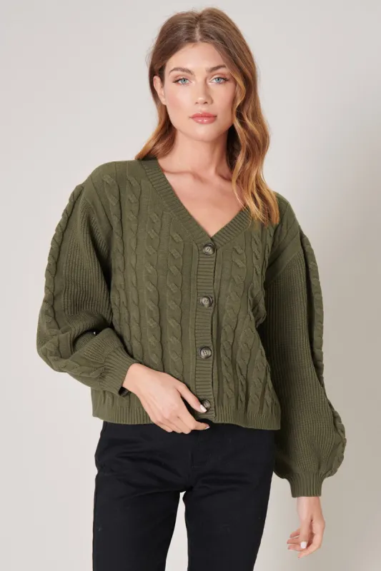 Fern Cropped Cable Knit Cardigan sold by Sugarlips