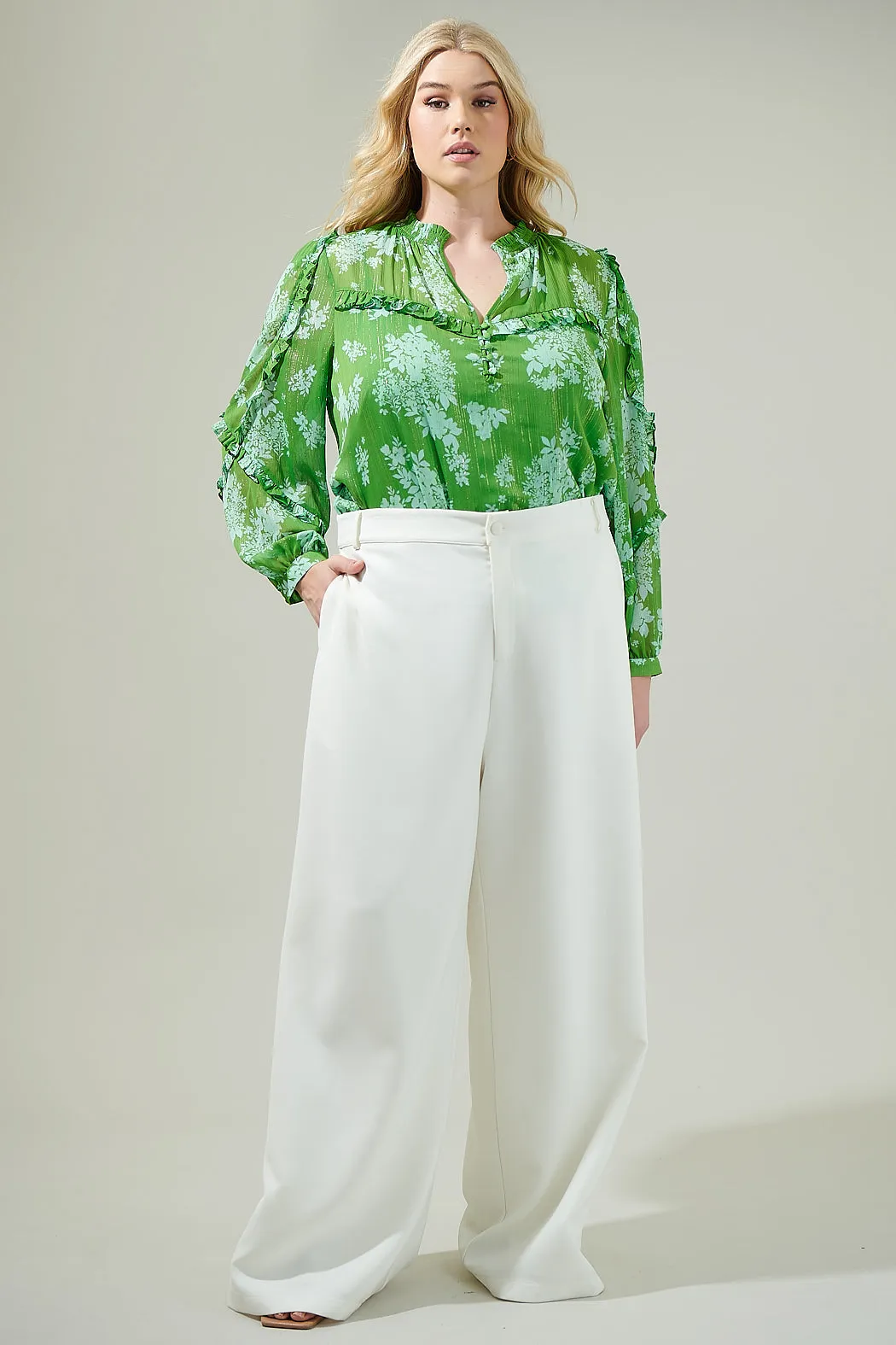 Polare Floral Ventura Split Neck Button Blouse Curve sold by Sugarlips product image thumbnail 4