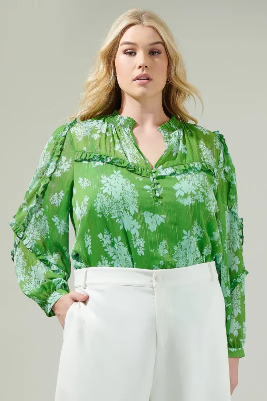 Polare Floral Ventura Split Neck Button Blouse Curve sold by Sugarlips