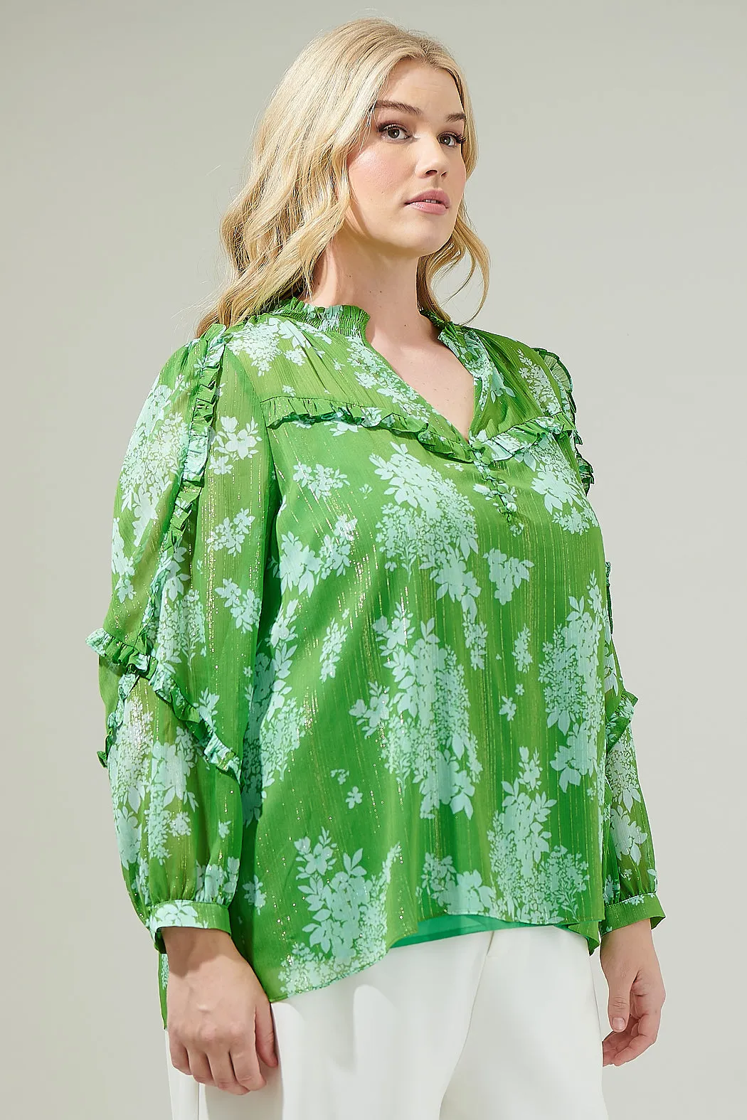 Polare Floral Ventura Split Neck Button Blouse Curve sold by Sugarlips product image thumbnail 3