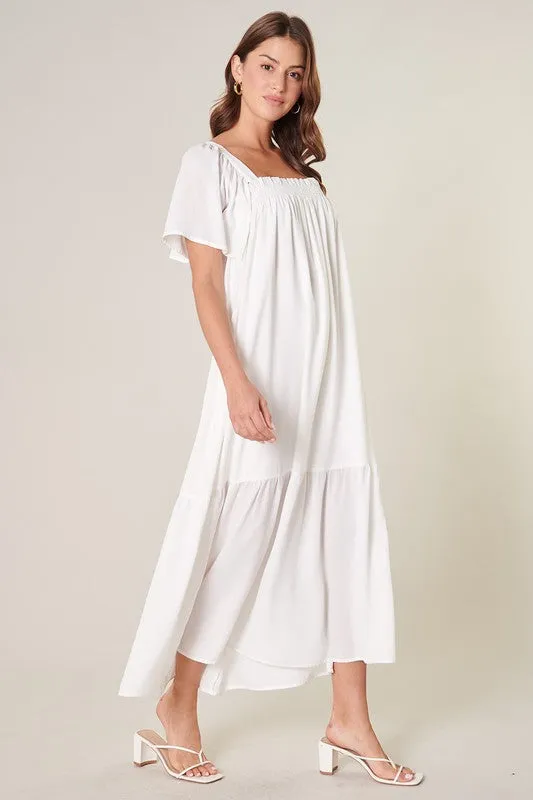 Moonstone Flutter Sleeve Cross Back Midi Dress sold by Sugarlips product image thumbnail 3
