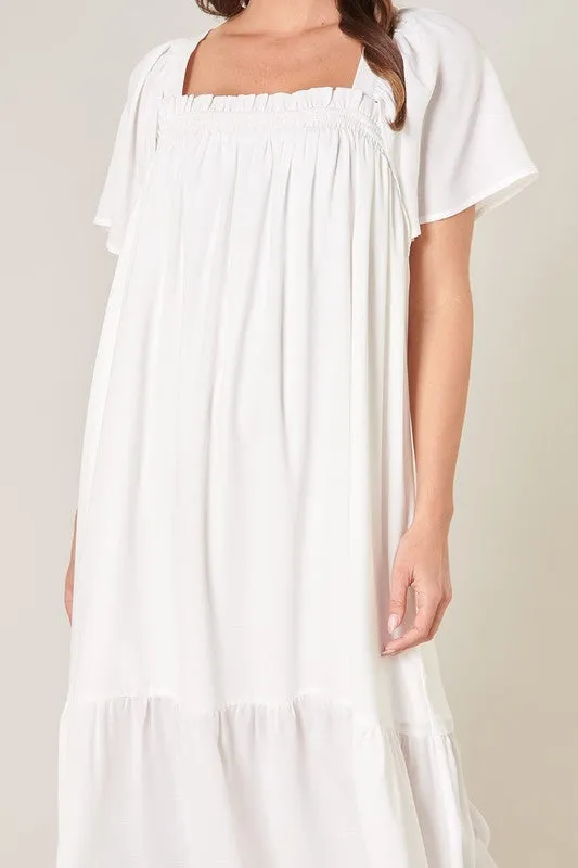 Moonstone Flutter Sleeve Cross Back Midi Dress sold by Sugarlips product image thumbnail 5