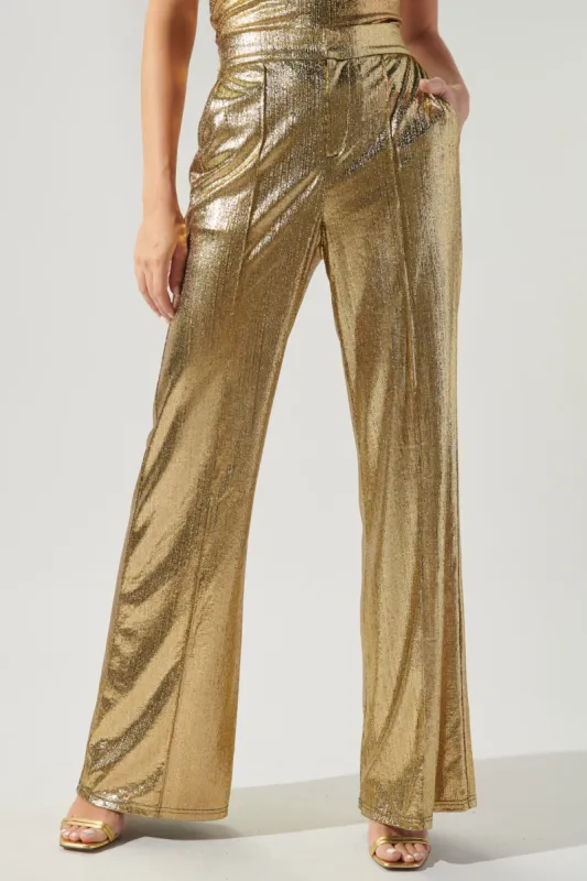 Primadonna Pintuck Wide Leg Liquid Gold Pants sold by Sugarlips