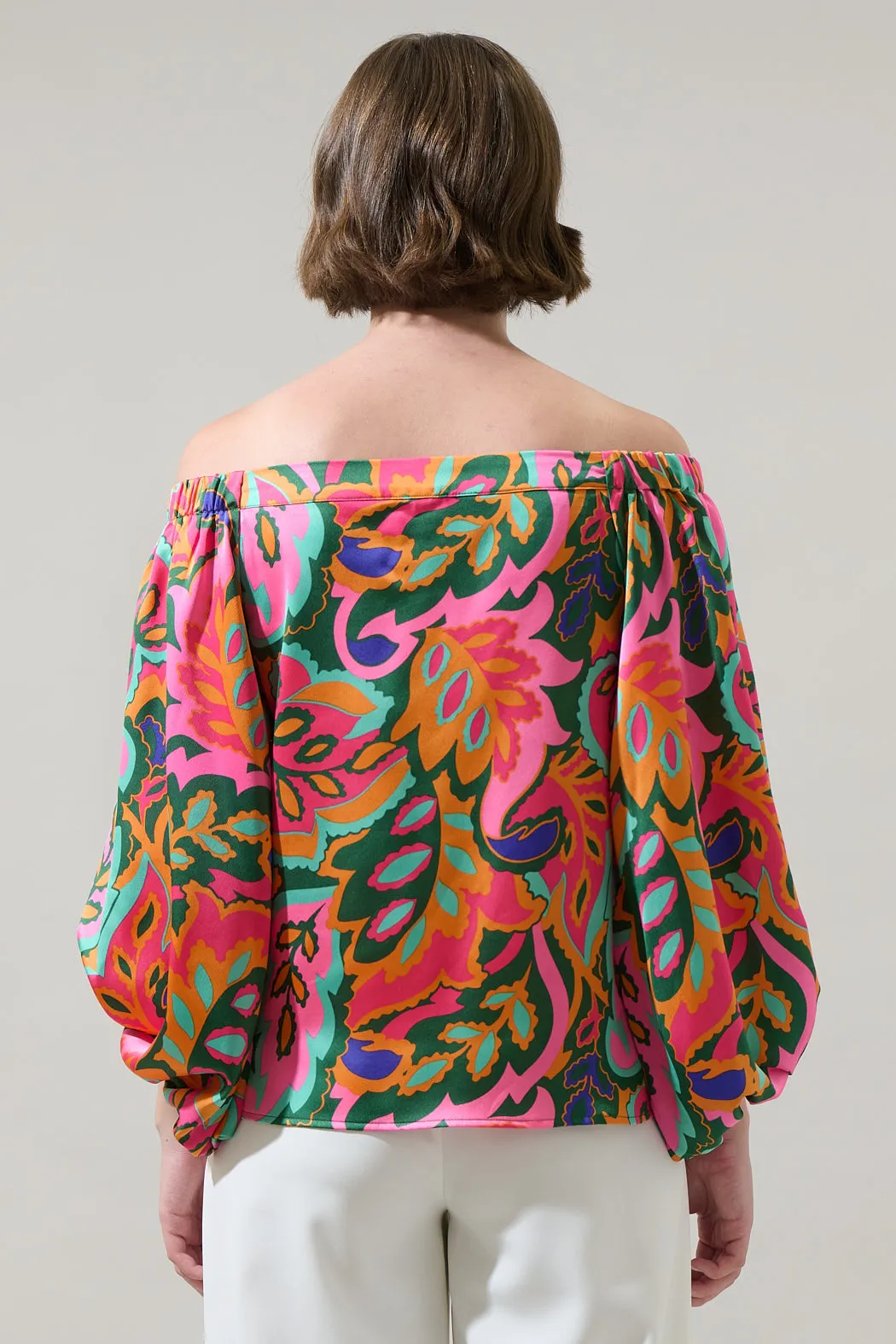 Lilia Tropical Floral Off the Shoulder Balloon Sleeve Top sold by Sugarlips product image thumbnail 2