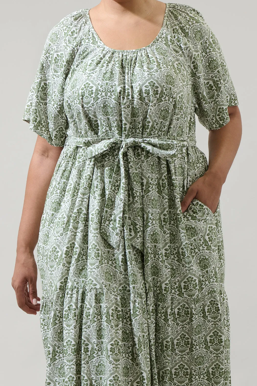 Estrada Floral Haven Tiered Midi Dress Curve sold by Sugarlips product image thumbnail 5