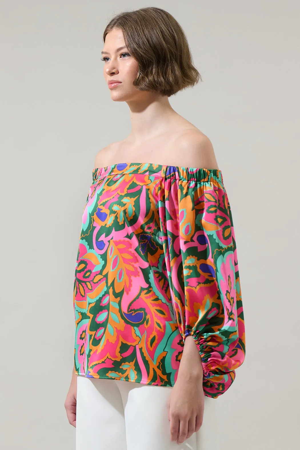 Lilia Tropical Floral Off the Shoulder Balloon Sleeve Top sold by Sugarlips product image thumbnail 3