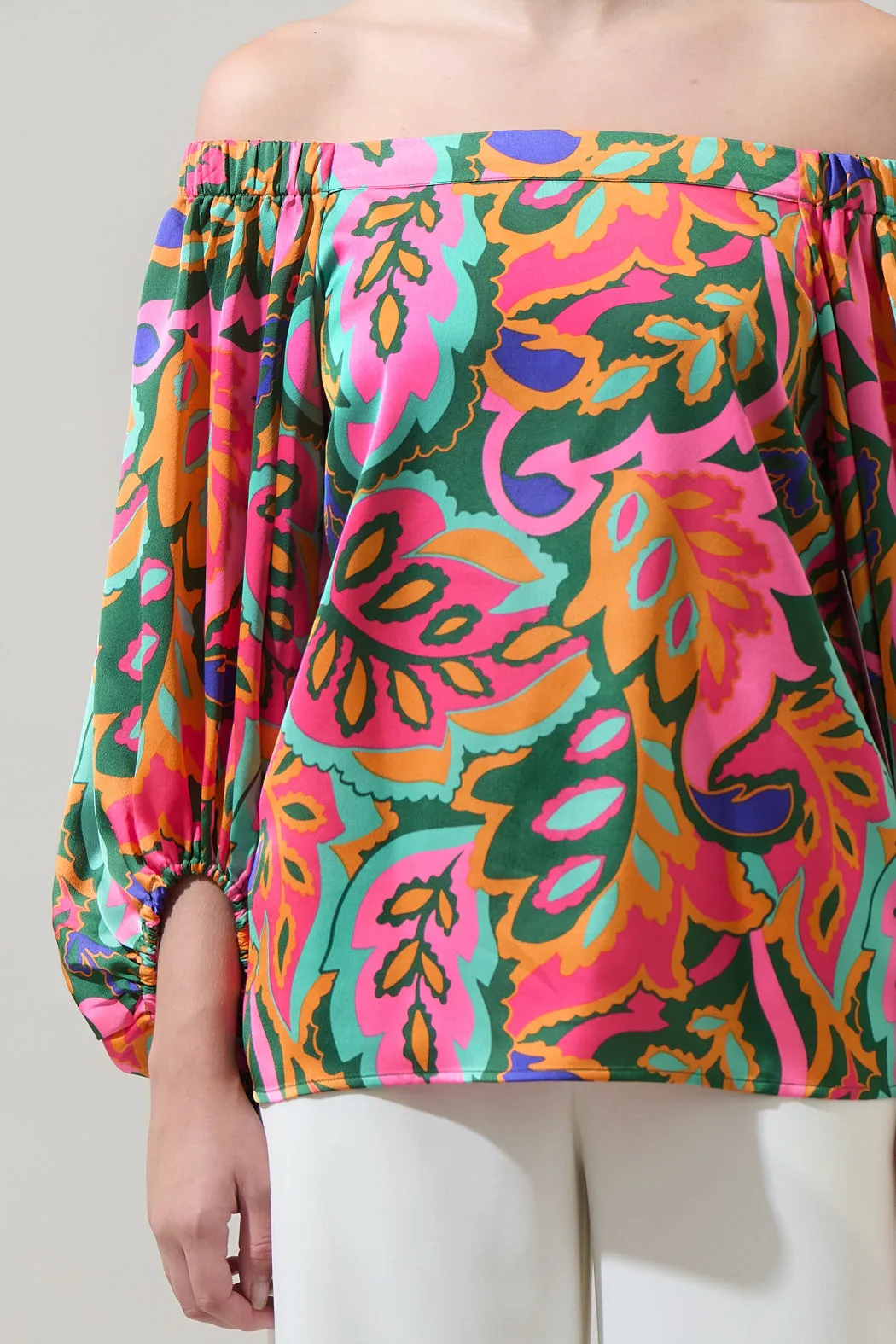 Lilia Tropical Floral Off the Shoulder Balloon Sleeve Top sold by Sugarlips product image thumbnail 5