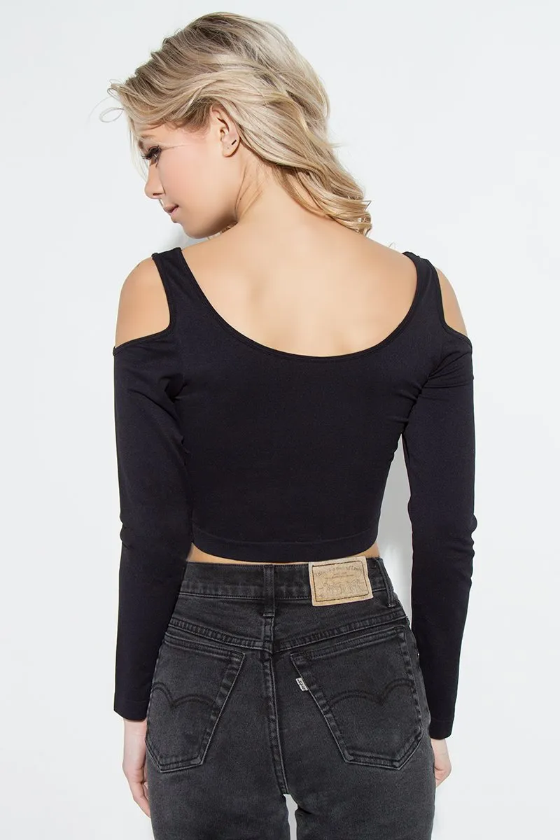 Cold Shoulder Long Sleeve Top sold by Sugarlips product image thumbnail 3