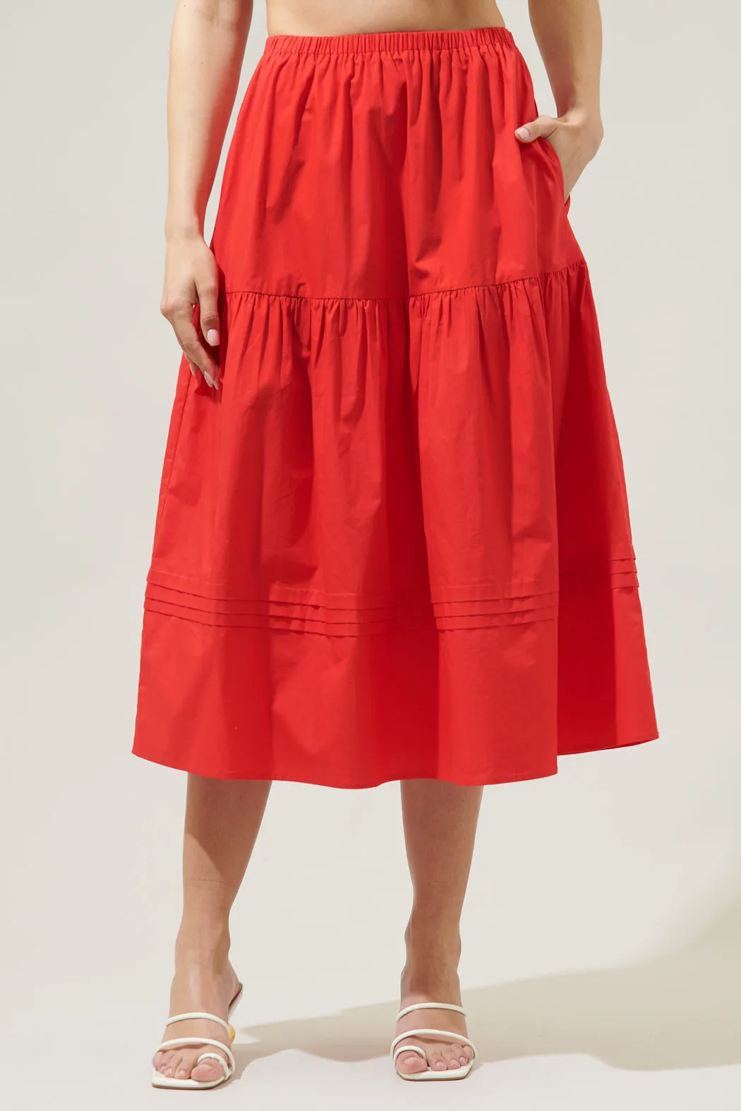 Flores Pleated Midi Skirt sold by Sugarlips