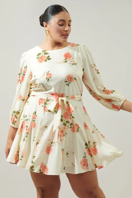 Morning Blush Floral Collins Godet Mini Dress Curve sold by Sugarlips