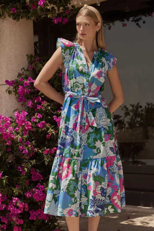 Lavera Floral Dynamite Button Midi Dress sold by Sugarlips