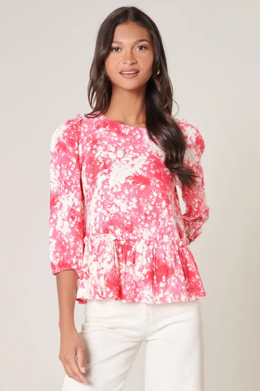 Coral Crush Marseille Balloon Sleeve Ruffle Blouse sold by Sugarlips