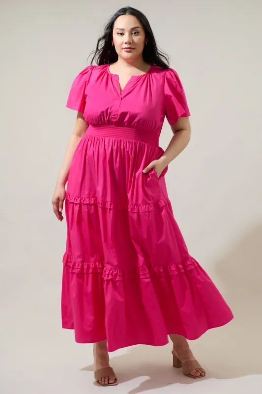 Fabia Palmer Poplin Tiered Maxi Dress Curve sold by Sugarlips