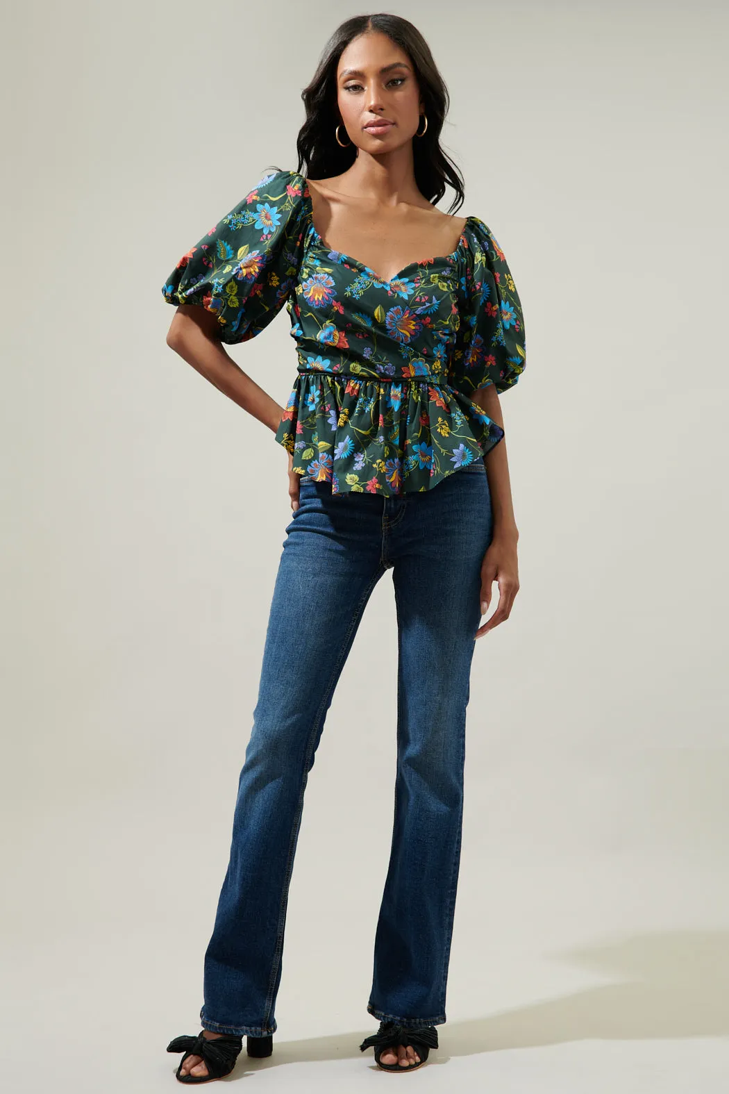 Topeaka Floral Theodora Surplice Peplum Blouse sold by Sugarlips product image thumbnail 4