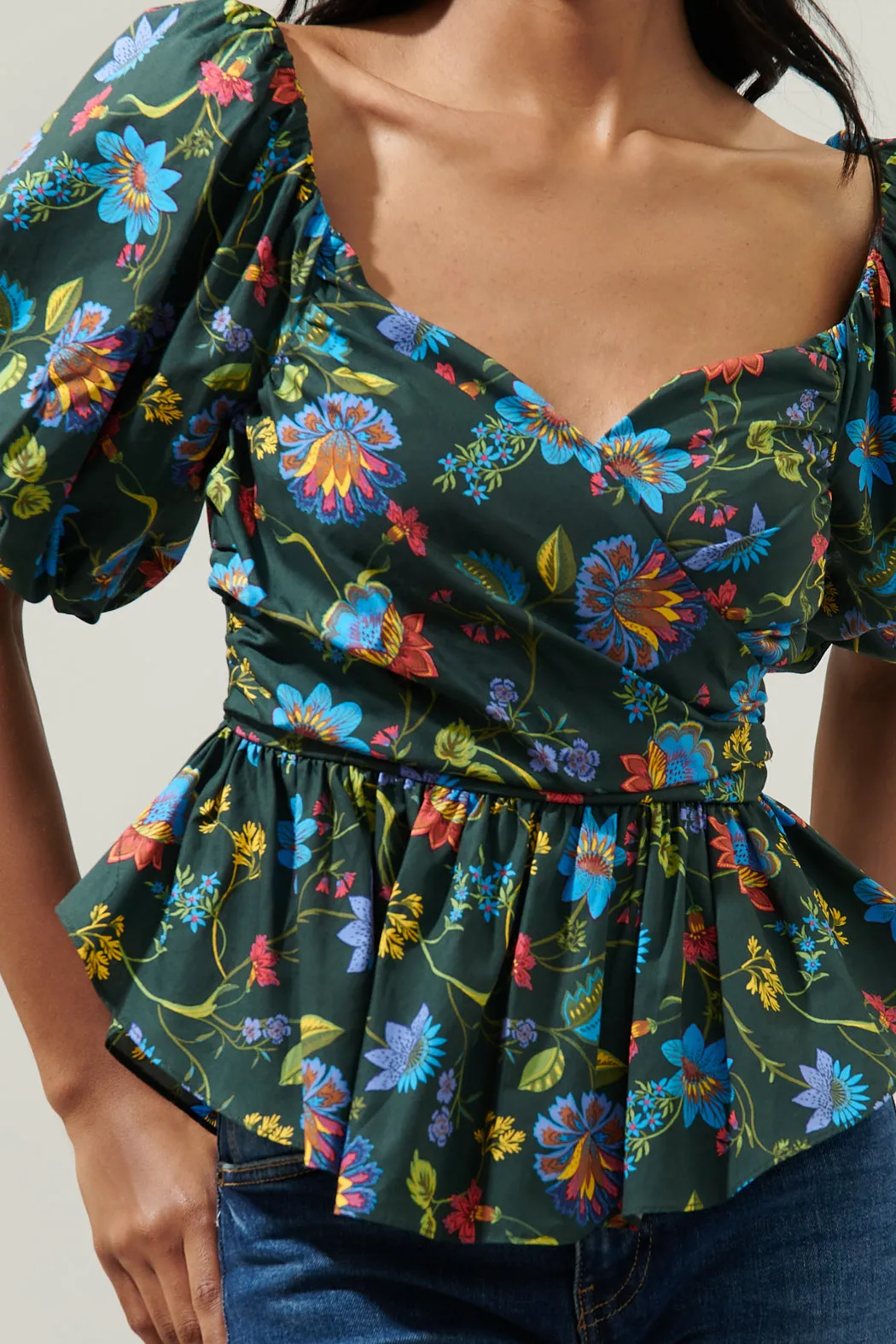 Topeaka Floral Theodora Surplice Peplum Blouse sold by Sugarlips product image thumbnail 5