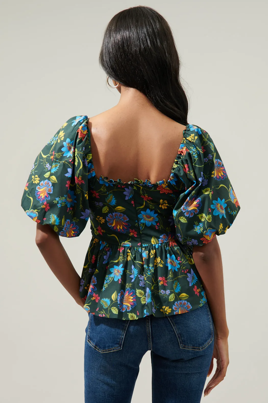 Topeaka Floral Theodora Surplice Peplum Blouse sold by Sugarlips product image thumbnail 2