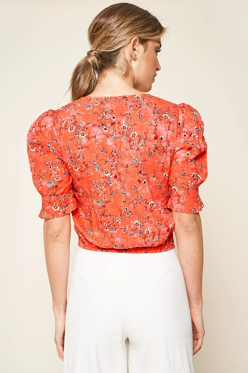 Sallie Floral Print Puff Sleeve Crop Top sold by Sugarlips product image thumbnail 4