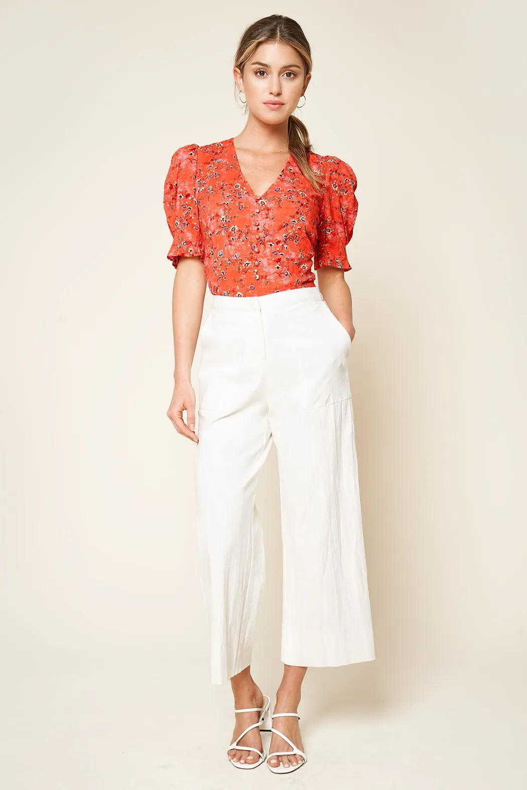 Sallie Floral Print Puff Sleeve Crop Top sold by Sugarlips product image thumbnail 5