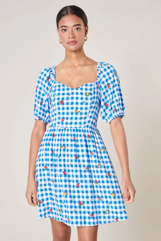 Dorothy Rosebud Gingham Puff Sleeve Mini Dress sold by Sugarlips