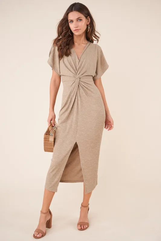 Camielle Twist Front Midi Dress made by Sugarlips