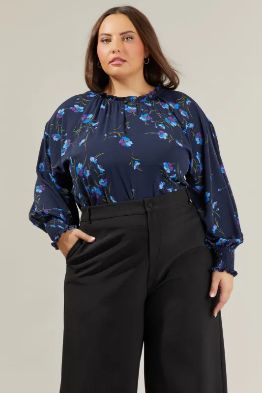 Torun Floral Split Neck Blouse Curve made by Sugarlips
