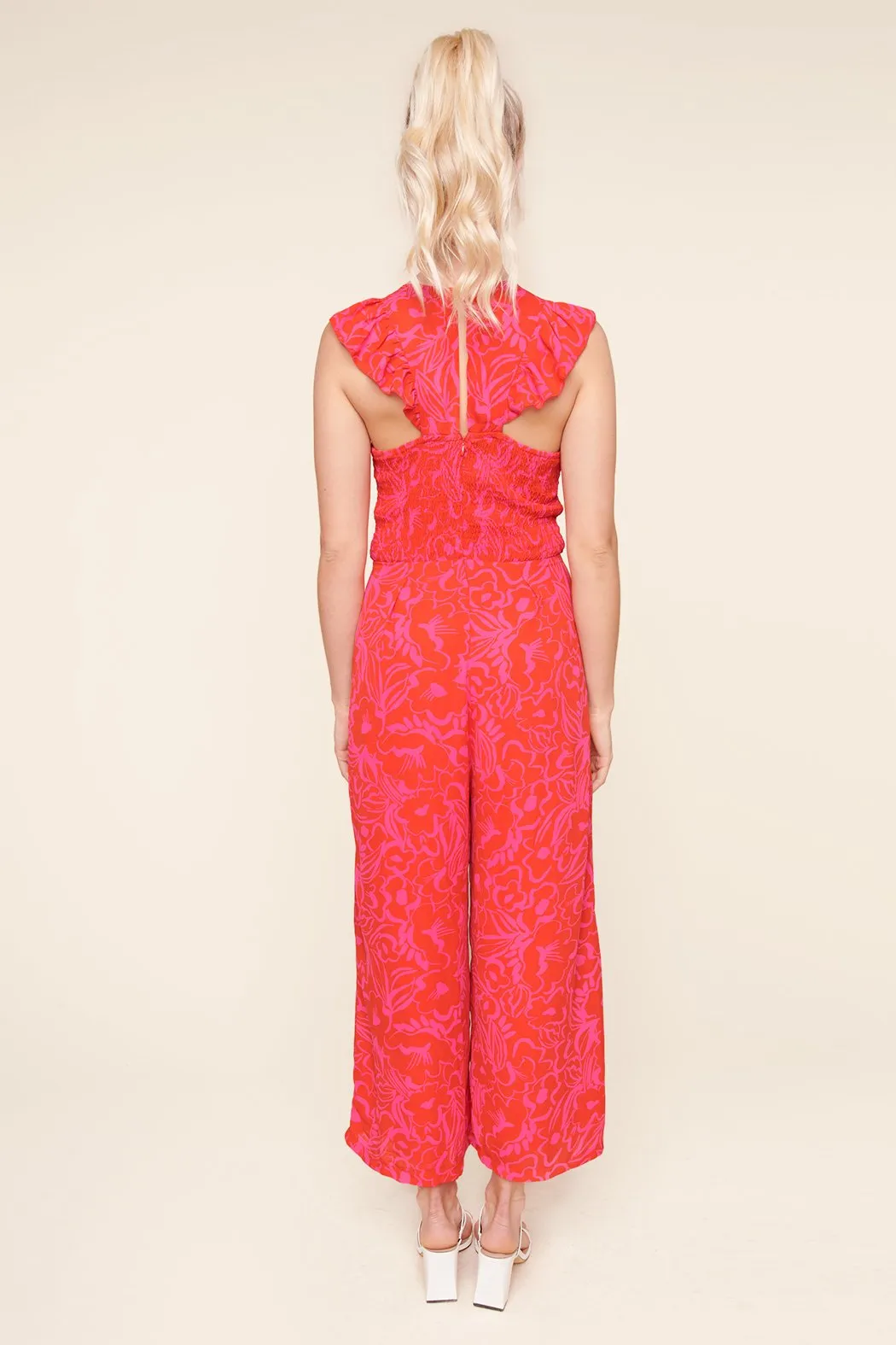 Malia Floral Print Adore Me Smocked Jumpsuit sold by Sugarlips product image thumbnail 3