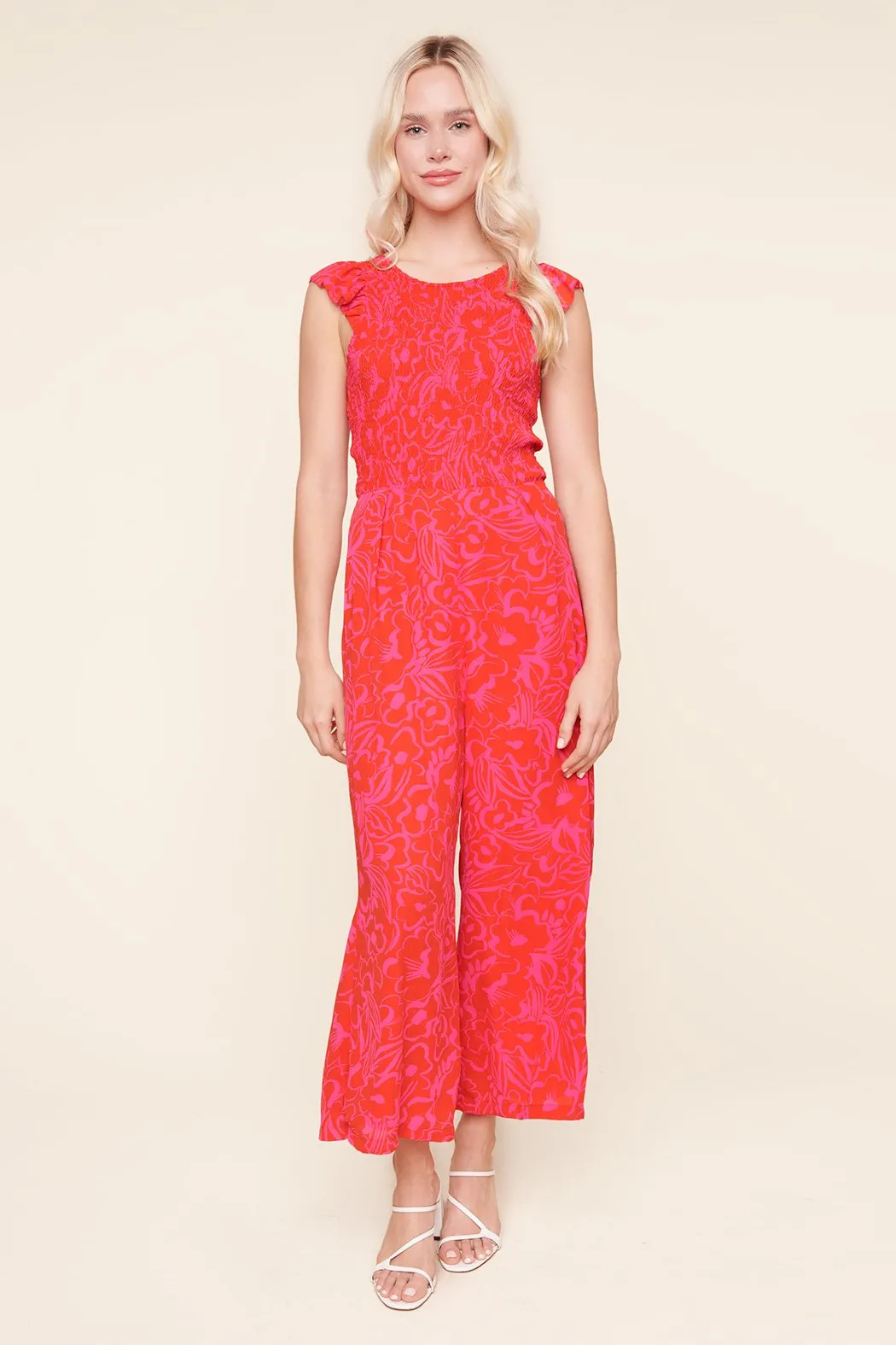 Malia Floral Print Adore Me Smocked Jumpsuit sold by Sugarlips product image thumbnail 2