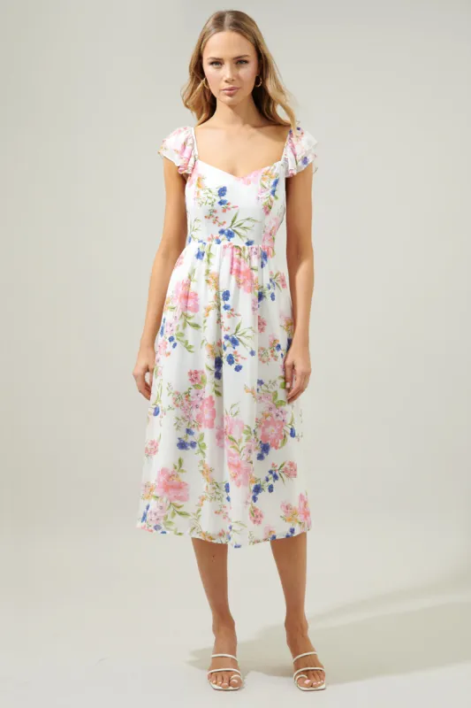 Wildheart Floral Hollis Sweetheart Midi Dress sold by Sugarlips