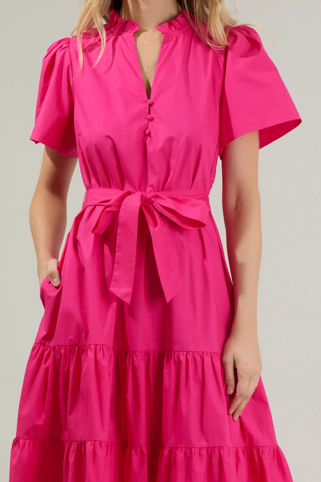 Britt Poplin Tiered Midi Dress sold by Sugarlips product image thumbnail 5