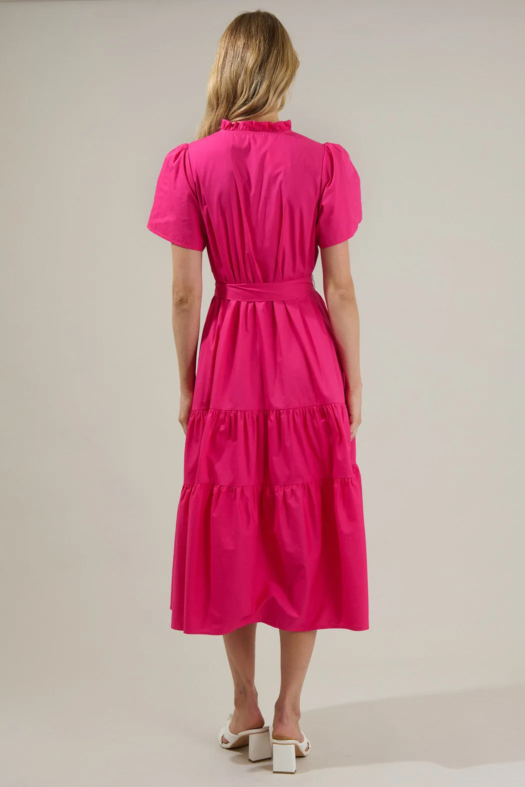 Britt Poplin Tiered Midi Dress sold by Sugarlips product image thumbnail 2