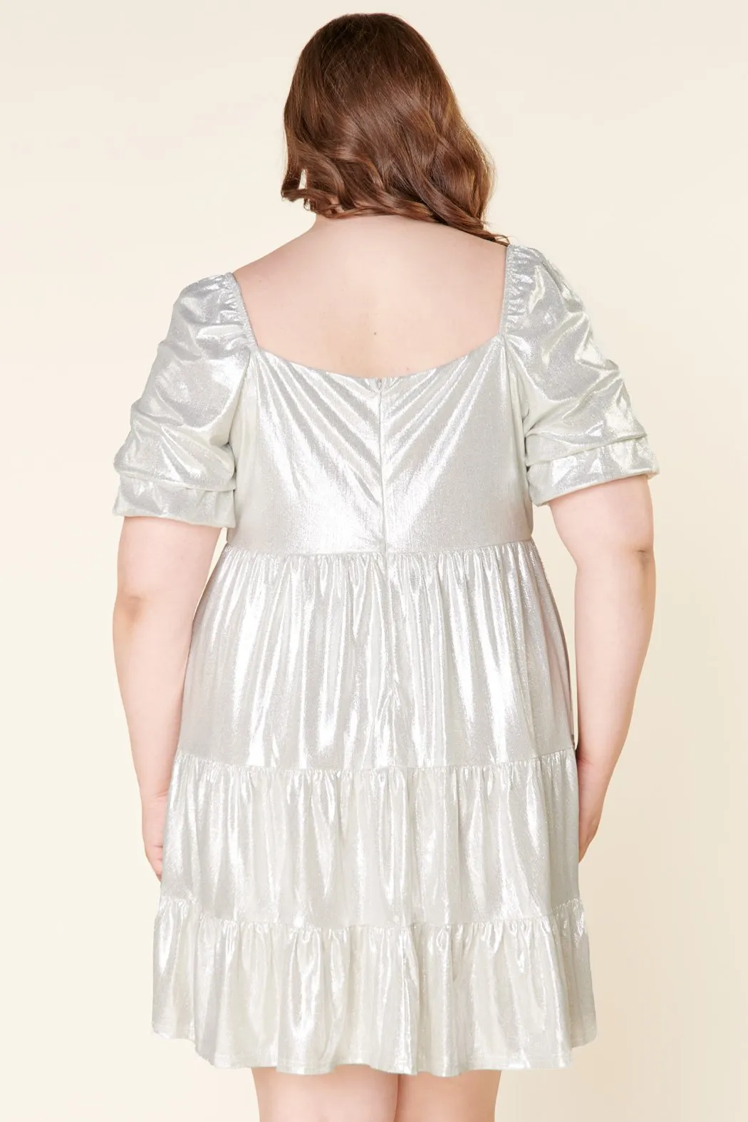 Moonshine Foil Rib Knit Tiered Mini Dress Curve sold by Sugarlips product image thumbnail 3