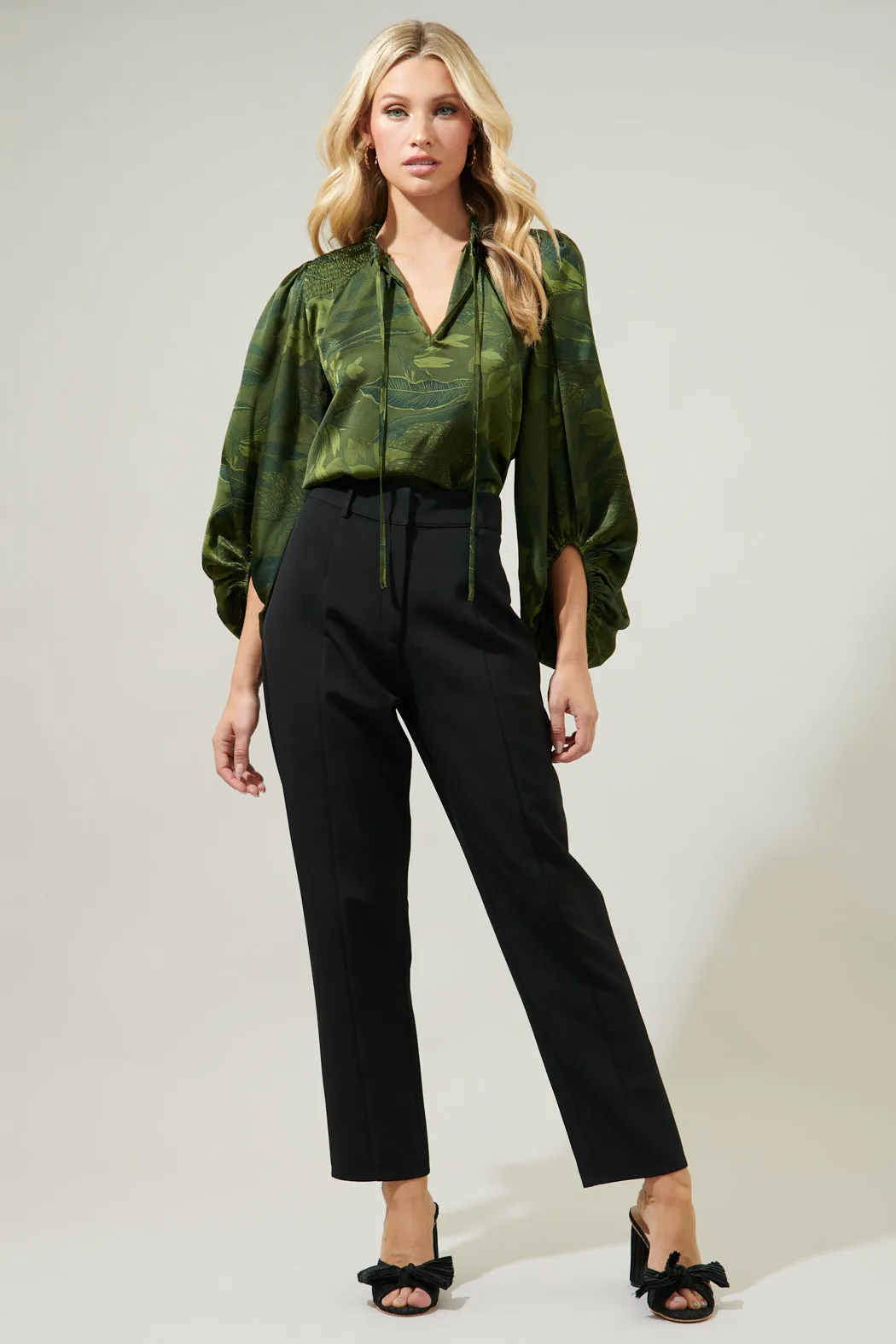 Ivy Tropics Sonora Smocked Satin Blouse sold by Sugarlips product image thumbnail 4