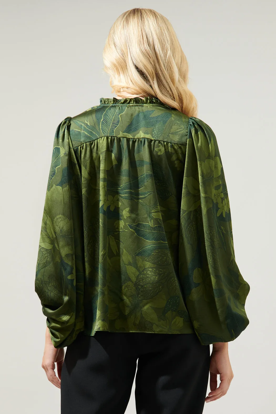 Ivy Tropics Sonora Smocked Satin Blouse sold by Sugarlips product image thumbnail 2