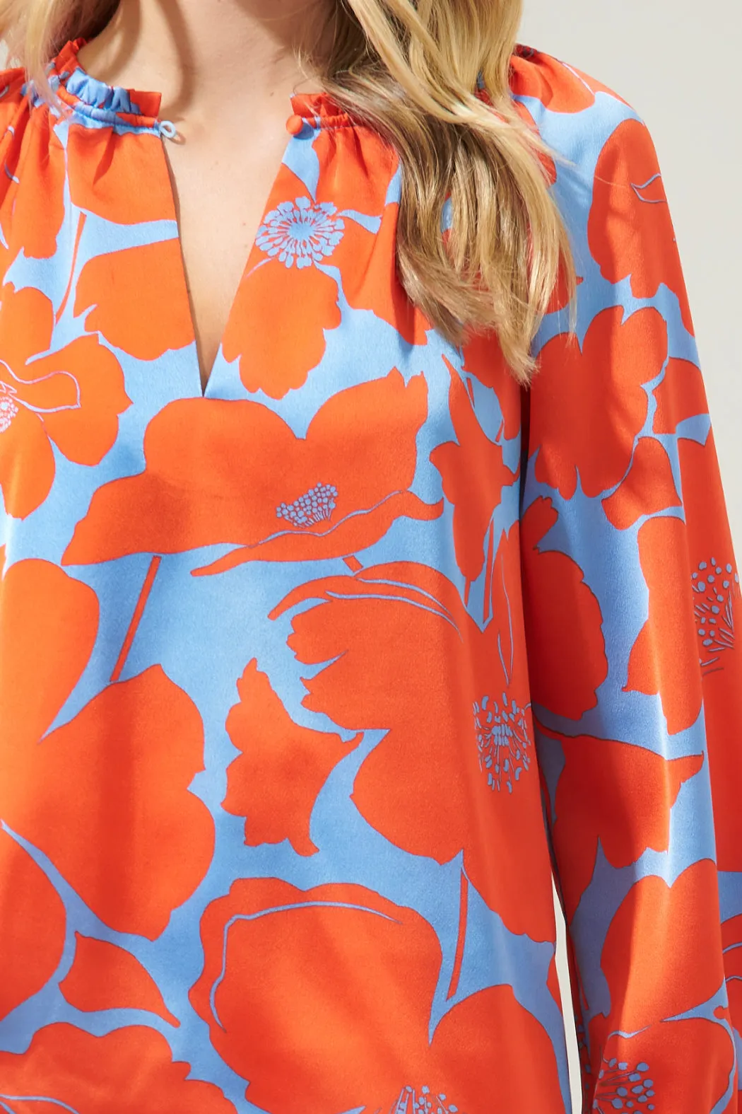 Poppy Floral Jovie Split Neck Satin Raglan Blouse sold by Sugarlips product image thumbnail 5