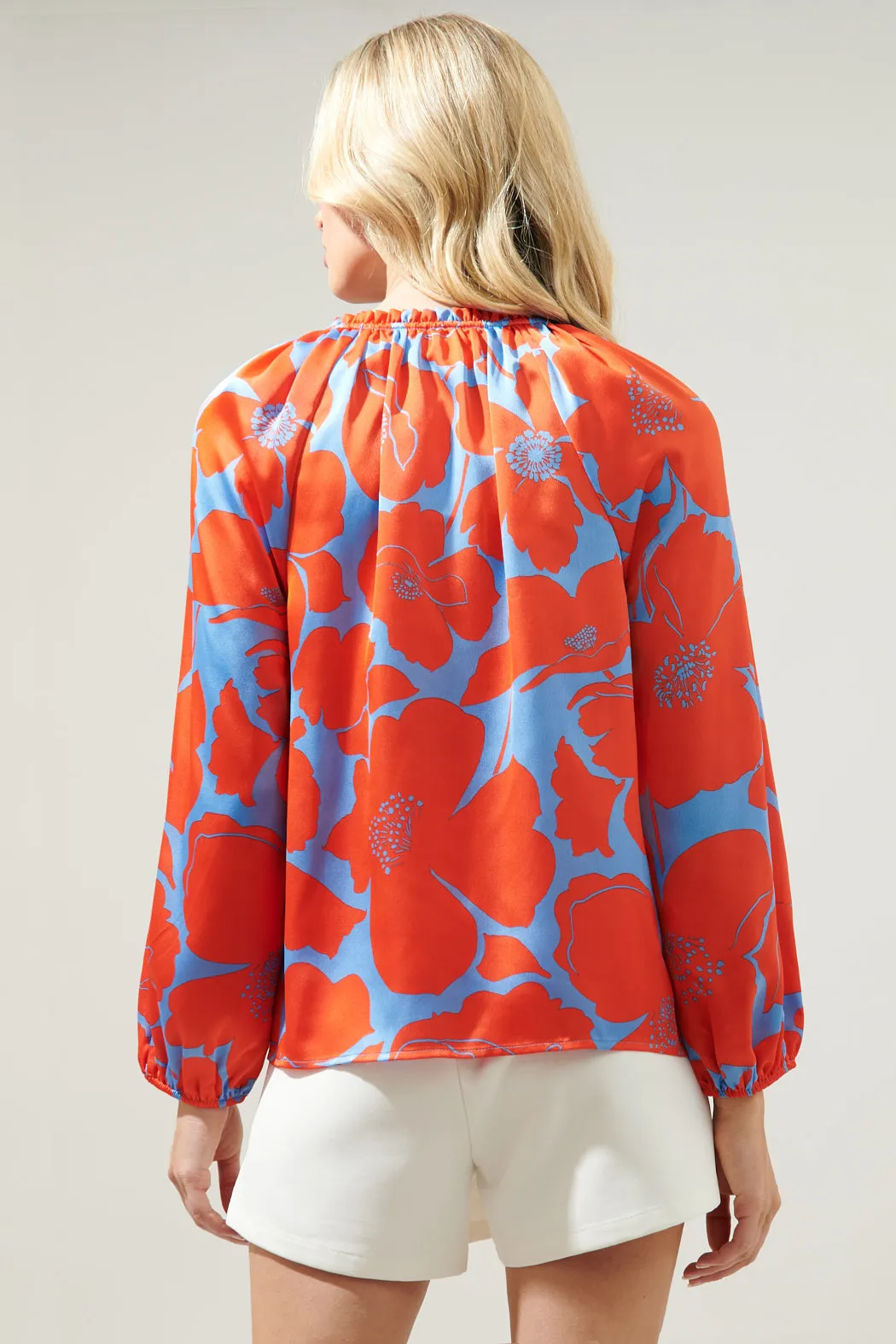 Poppy Floral Jovie Split Neck Satin Raglan Blouse sold by Sugarlips product image thumbnail 2