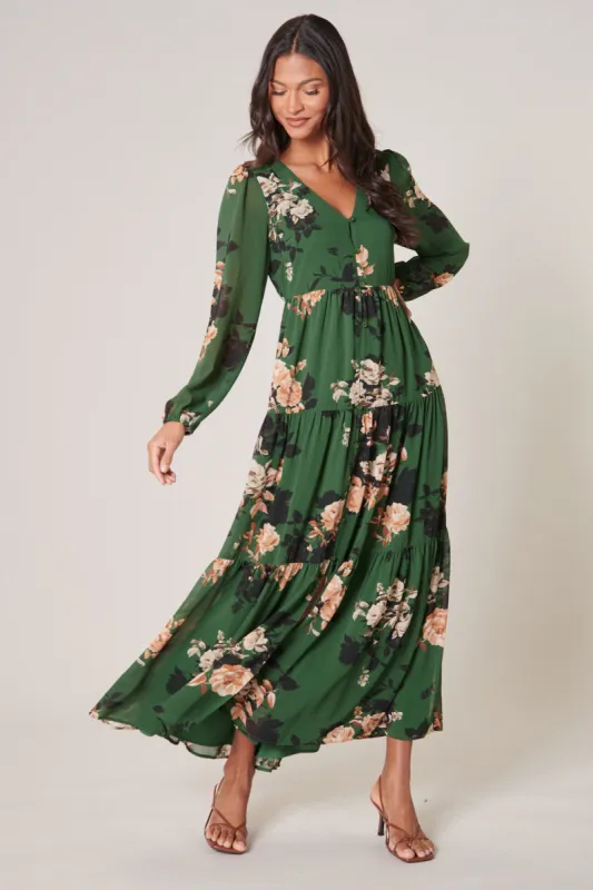 Madame Floral Monaco Tiered Maxi Dress sold by Sugarlips