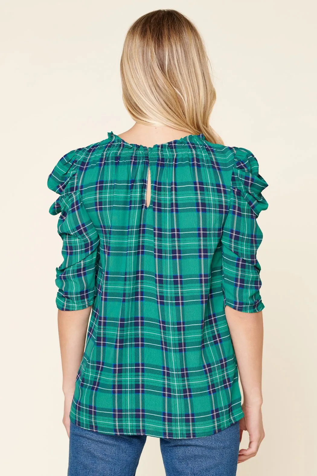 Woodland Plaid Drape Sleeve Top sold by Sugarlips product image thumbnail 5