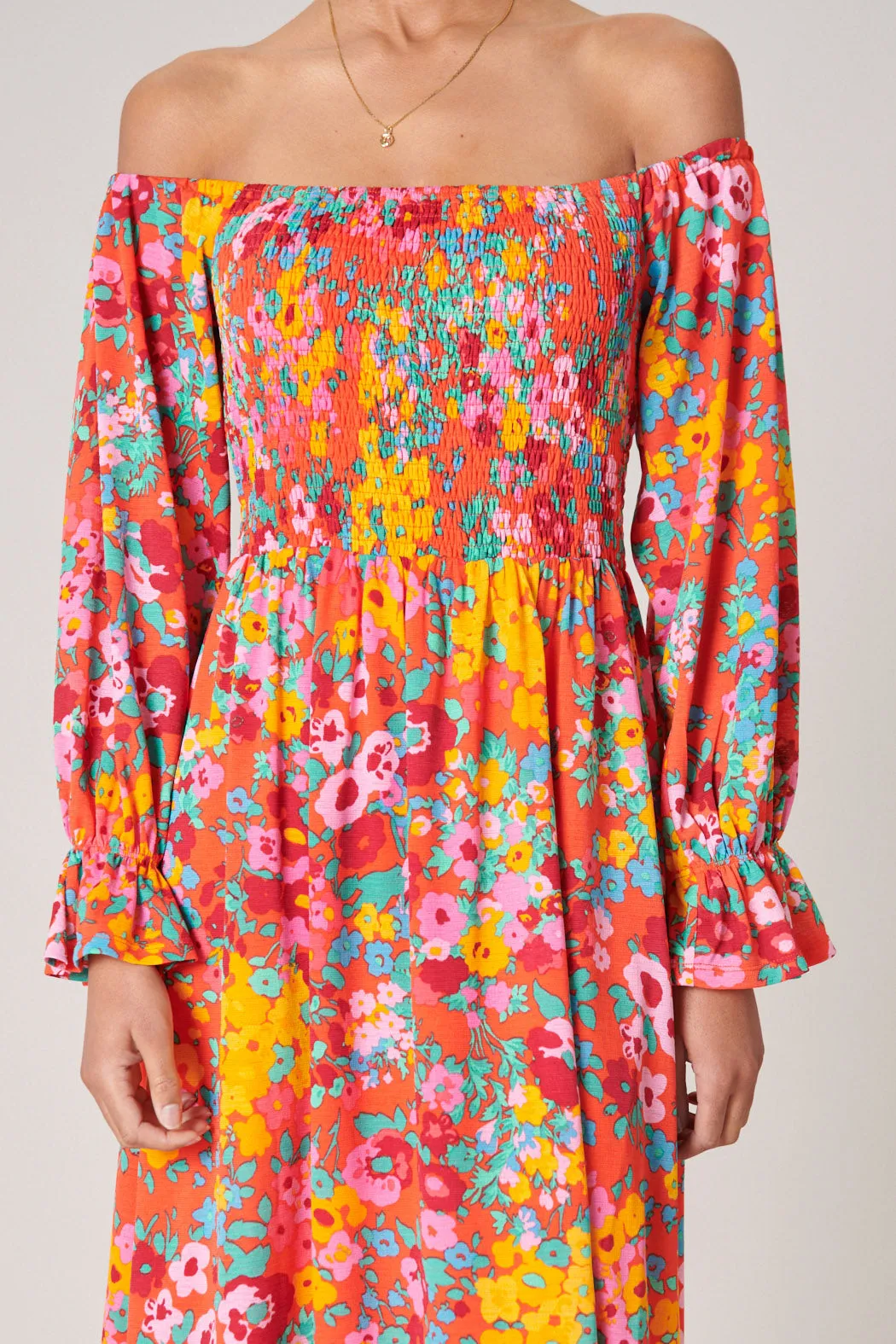 Francesca Wildflower Denni Smocked Midi Dress sold by Sugarlips product image thumbnail 4