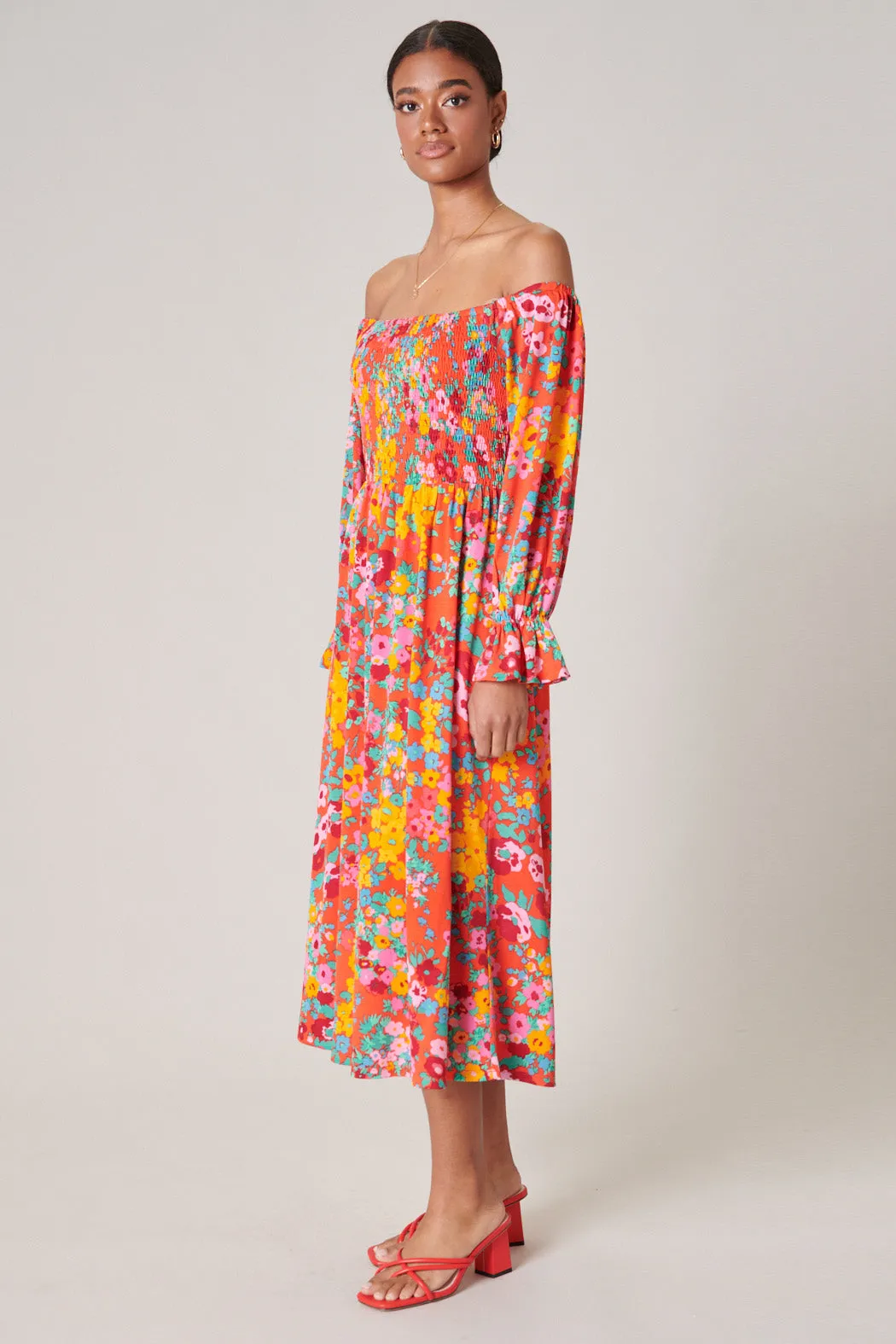 Francesca Wildflower Denni Smocked Midi Dress sold by Sugarlips product image thumbnail 3