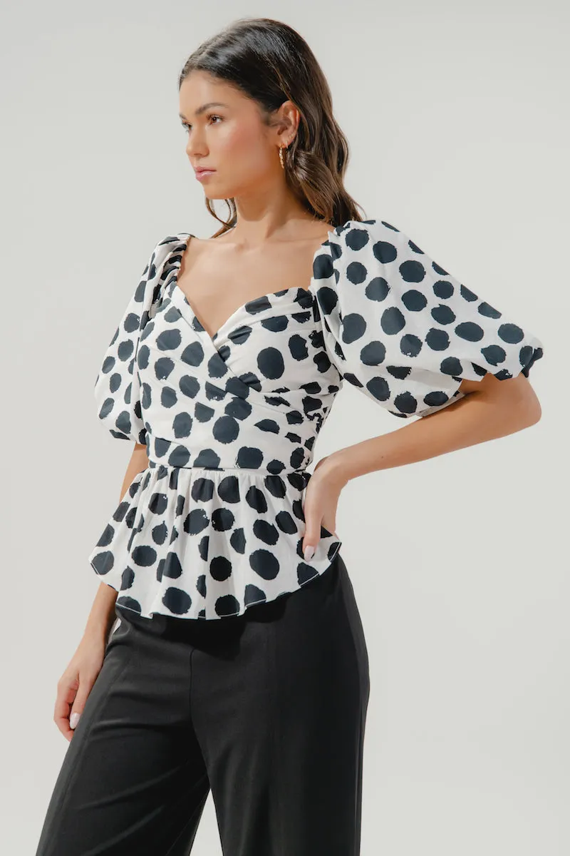 Theodora Surplice Dot Peplum Blouse sold by Sugarlips product image thumbnail 4