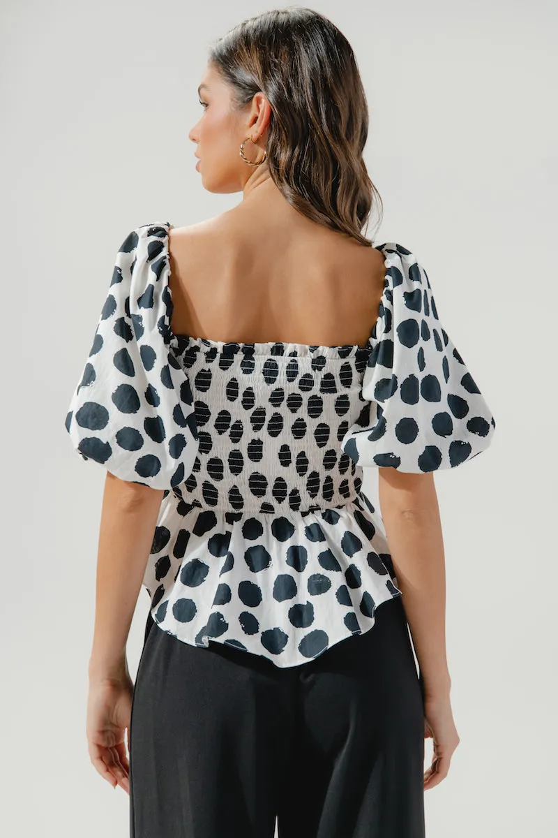 Theodora Surplice Dot Peplum Blouse sold by Sugarlips product image thumbnail 3