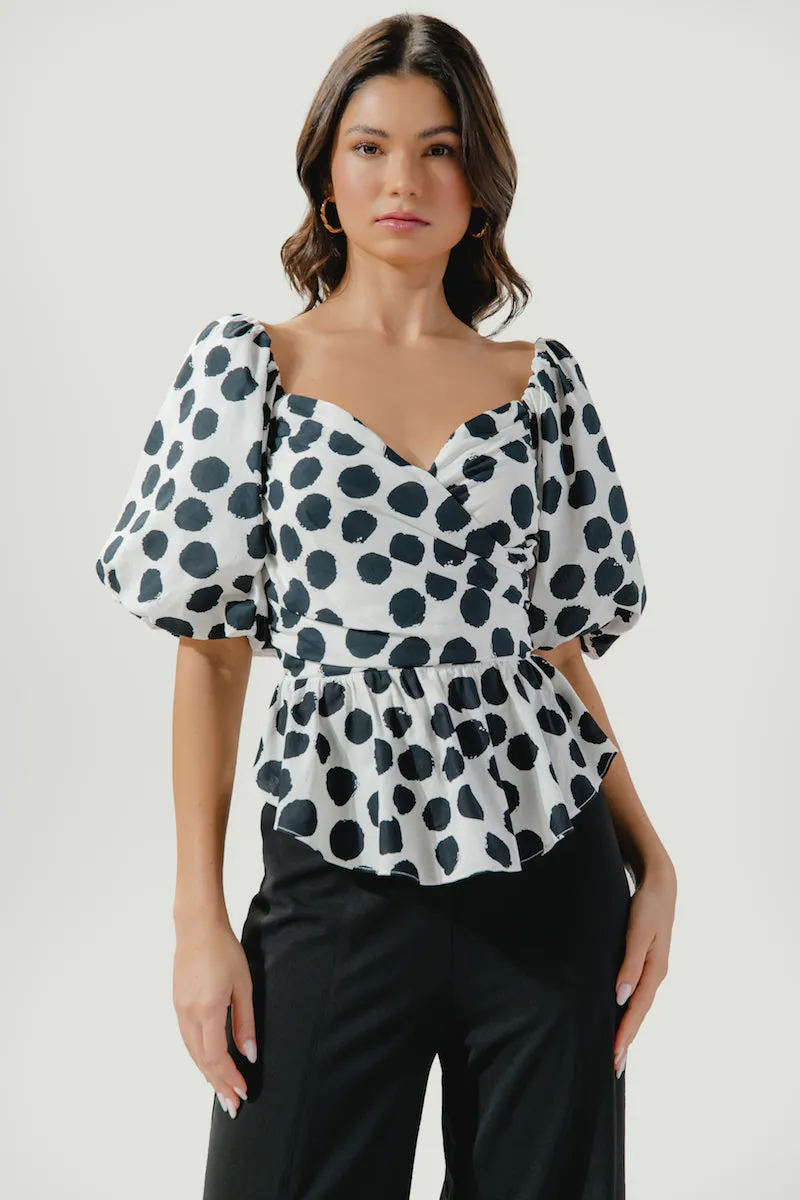 Theodora Surplice Dot Peplum Blouse sold by Sugarlips product image thumbnail 2