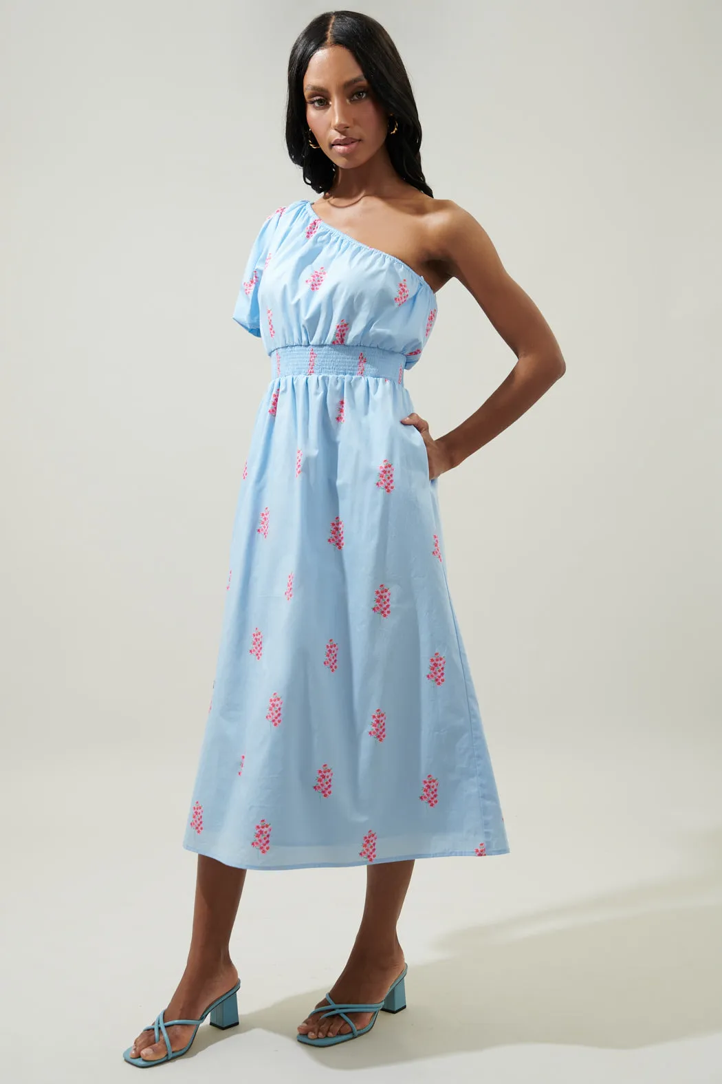 Gelato Floral Bridgette One Shoulder Midi Dress sold by Sugarlips product image thumbnail 3