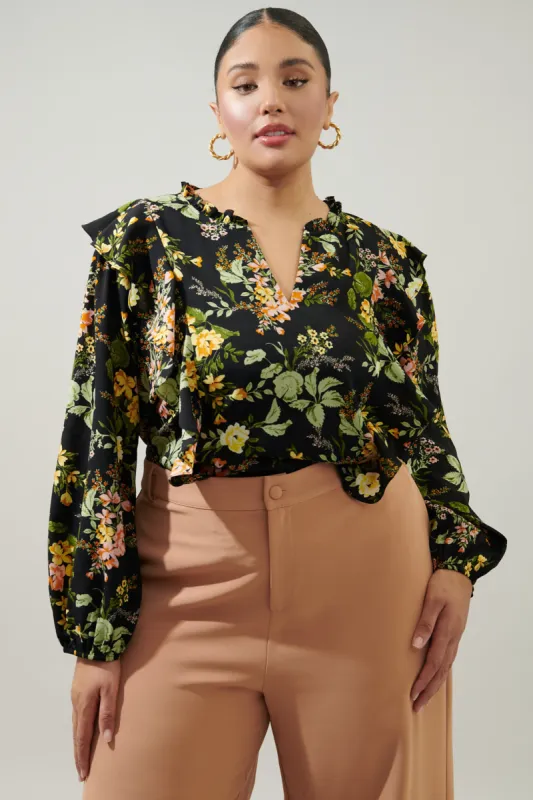 Night Bloom Wilhem Ruffle Blouse Curve sold by Sugarlips
