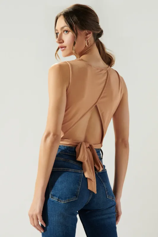 Wait For You Tie Back Cropped Jersey Knit Tank Top sold by Sugarlips