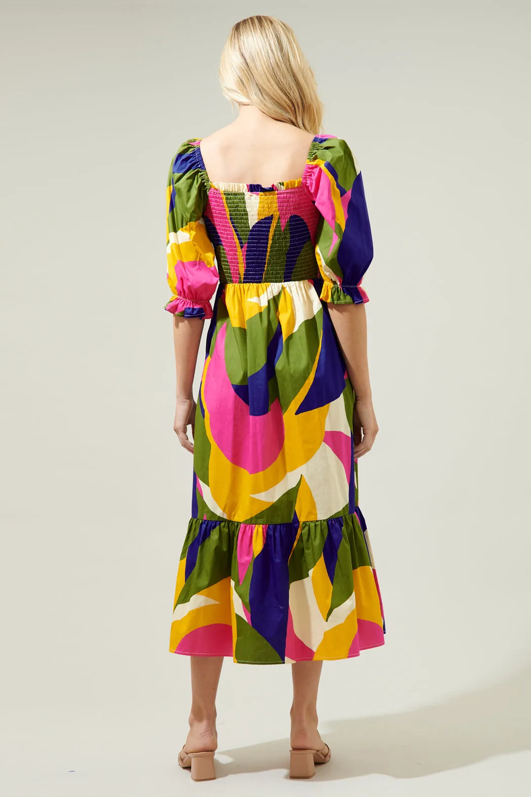 Rio Abstract Simone Poplin Smocked Maxi Dress sold by Sugarlips product image thumbnail 2