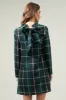 Sweet Beyond Long Sleeve Plaid Mini Dress sold by Sugarlips